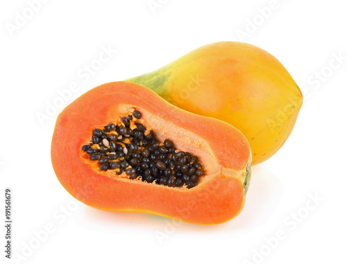 Papaya fruits isolated on white background