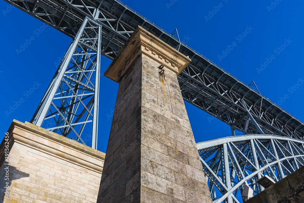 Pensil bridge next to Dom Lusi I bridge in Porto city, Portugal