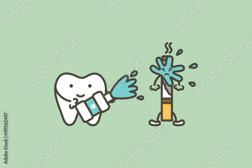 cleaning tooth by mouthwash to prevent yellow teeth from cigarette stain