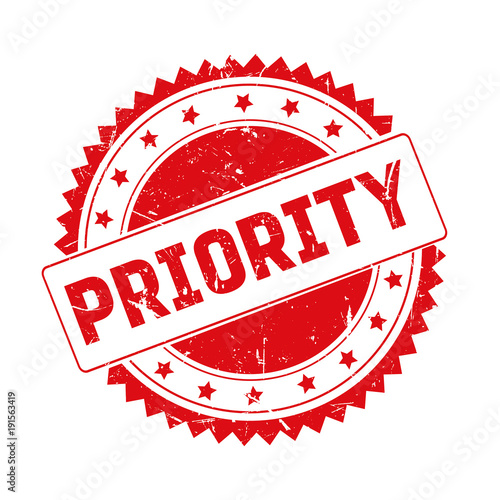 Priority red grunge stamp isolated