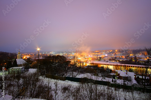 Beautiful views of evening Smolensk in the winter. photo