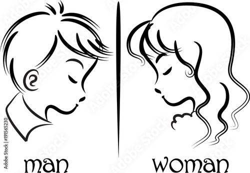 man and woman face