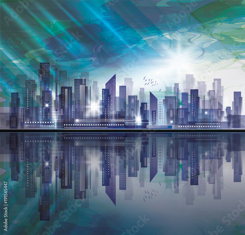 Night City skyline  vector illustration