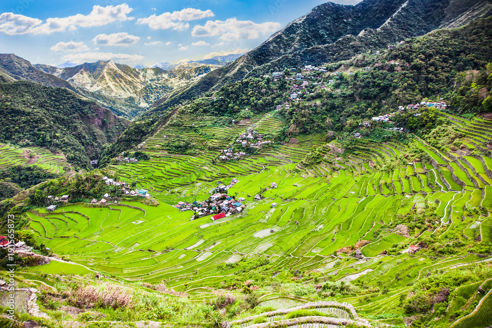 Village in 2000-year old Batad Rice Terraces, UNESCO Heritage, Central ...
