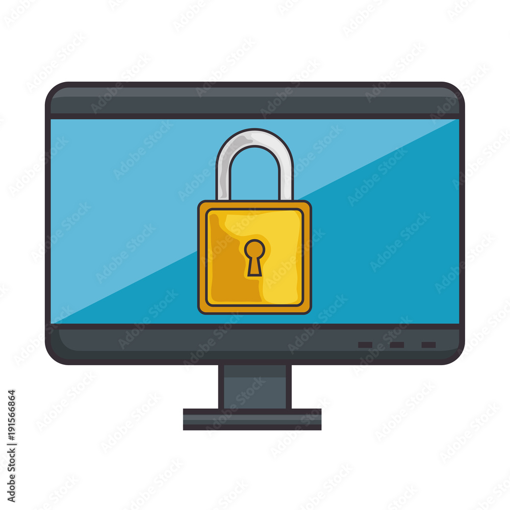 monitor computer with padlock vector illustration design monitor computer with padlock vector illustration design