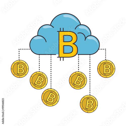 cloud computing with bitcoins vector illustration design