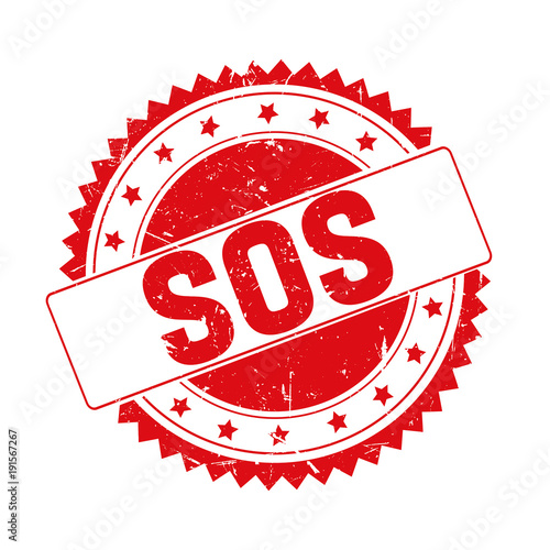 Sos red grunge stamp isolated