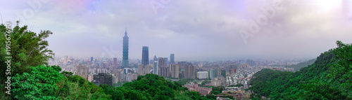 Panorama of city Taipei with capital building Taipei 101, Taiwan.Taipei, skyline view from elephant mountain