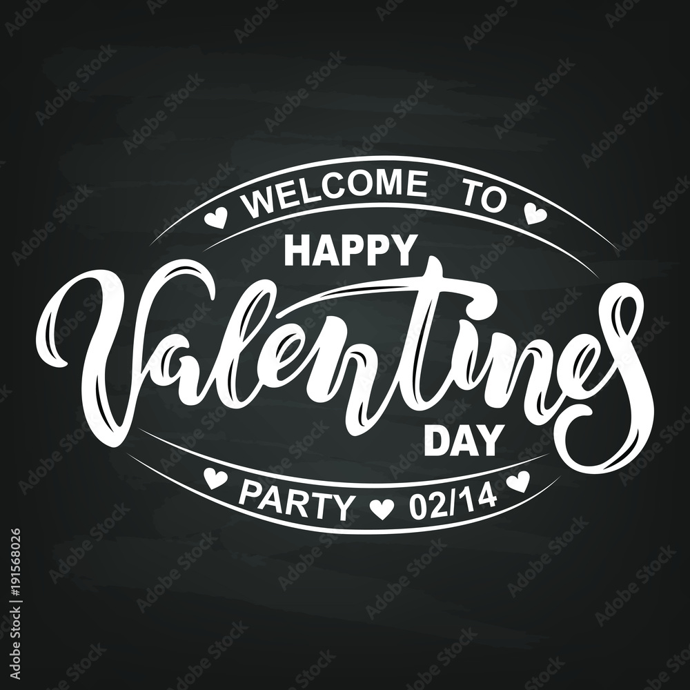 Welcome Valentine's Party text isolated on textured background. Hand drawn Valentines lettering as logo, badge, icon. Template for St. Valentine's Day party invitation, flyers, cover, wed. Welcome Valentine's Party text isolated on textured background. Hand drawn Valentines lettering as logo, badge, icon. Template for St. Valentine's Day party invitation, flyers, cover, wed.