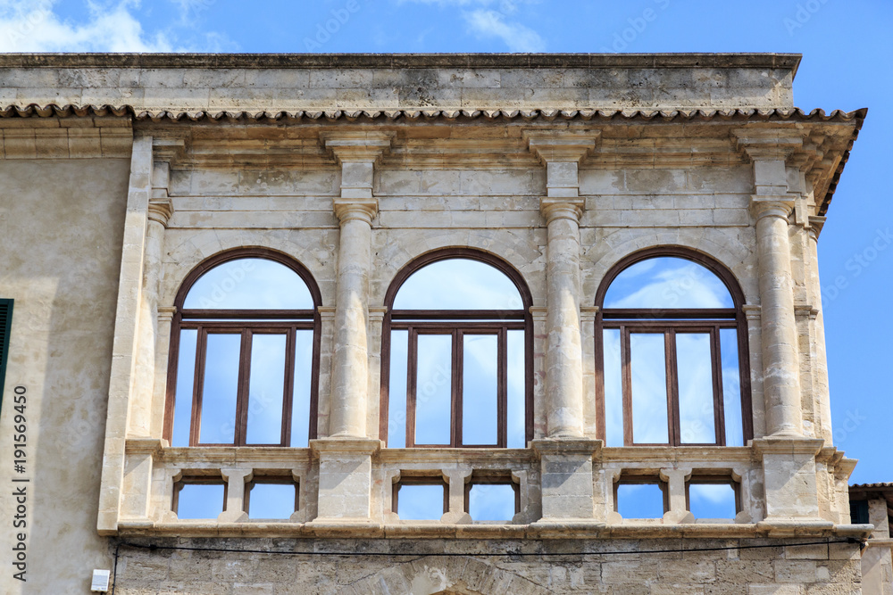 Europe, Spain, Balearic Islands, Mallorca. Palma de Mallorca. Windows. Europe, Spain, Balearic Islands, Mallorca. Palma de Mallorca. Windows.