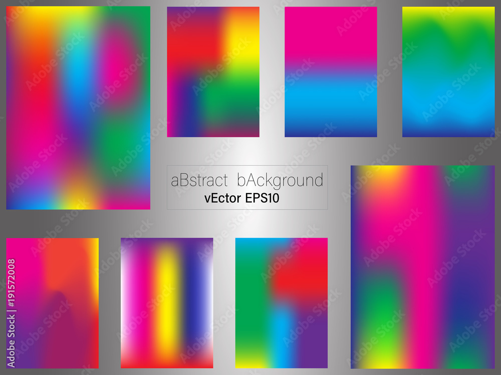 Set of gradient mesh color background. Modern screen vector design for mobile app. full color gradients.