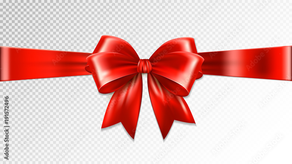 Shiny red satin ribbon on transparent background. Vector Shiny red satin ribbon on transparent background. Vector