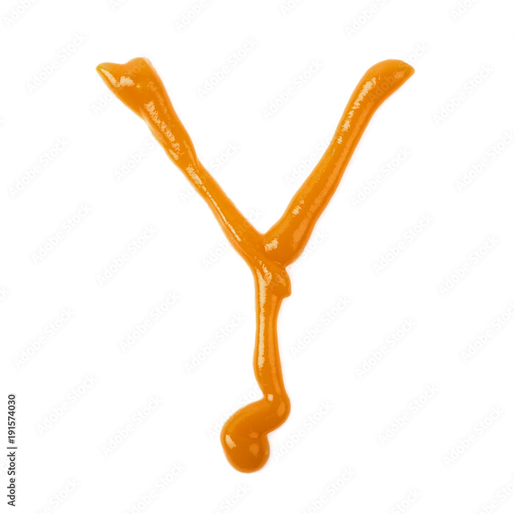Single letter made of sauce isolated Single letter made of sauce isolated