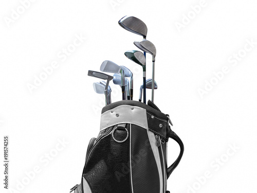 Golf bag isolated on white background. black and white