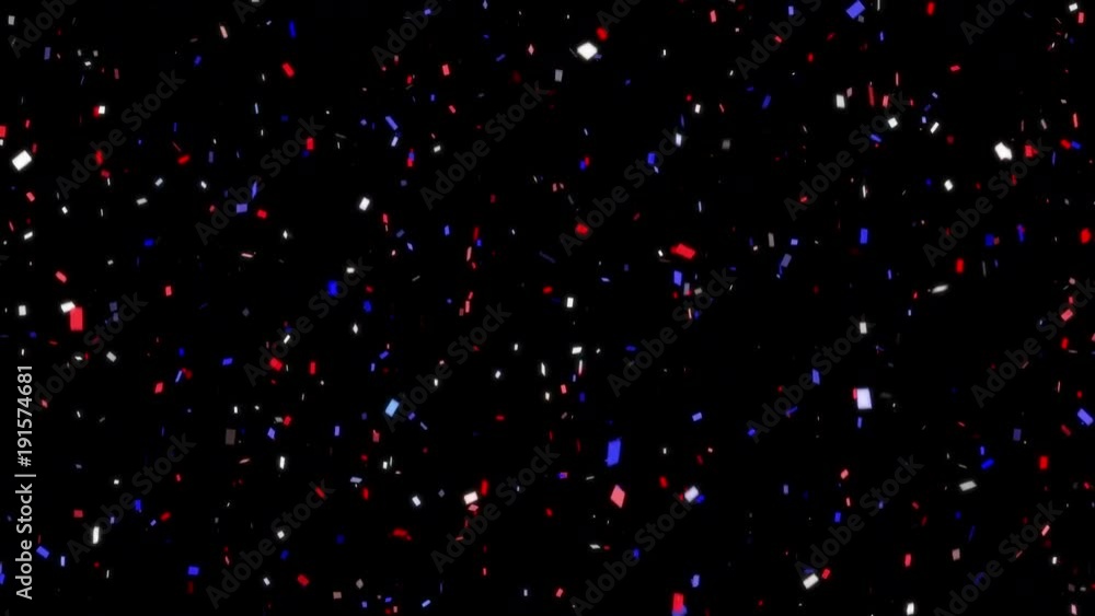 Sparse Red White and Blue Confetti Loop with matte Sparse Red White and Blue Confetti Loop with matte