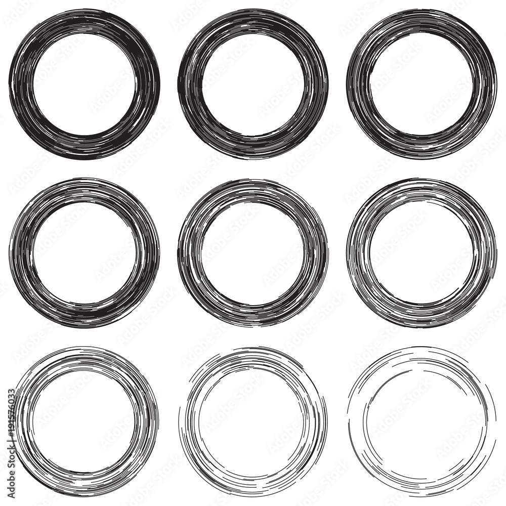 Set of ring shapes made of gradually decreasing number of circle arc elements. Frames or control indicators. Set of ring shapes made of gradually decreasing number of circle arc elements. Frames or control indicators.