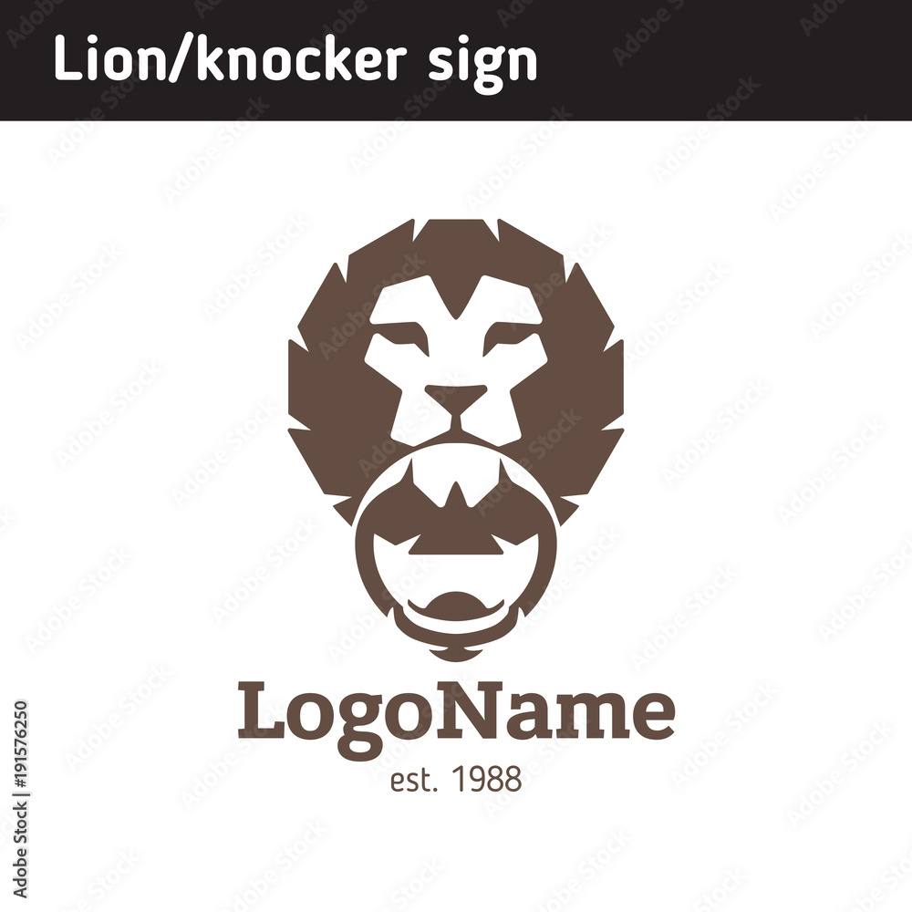 Naklejka premium Logo knocker in the form of a lion's head