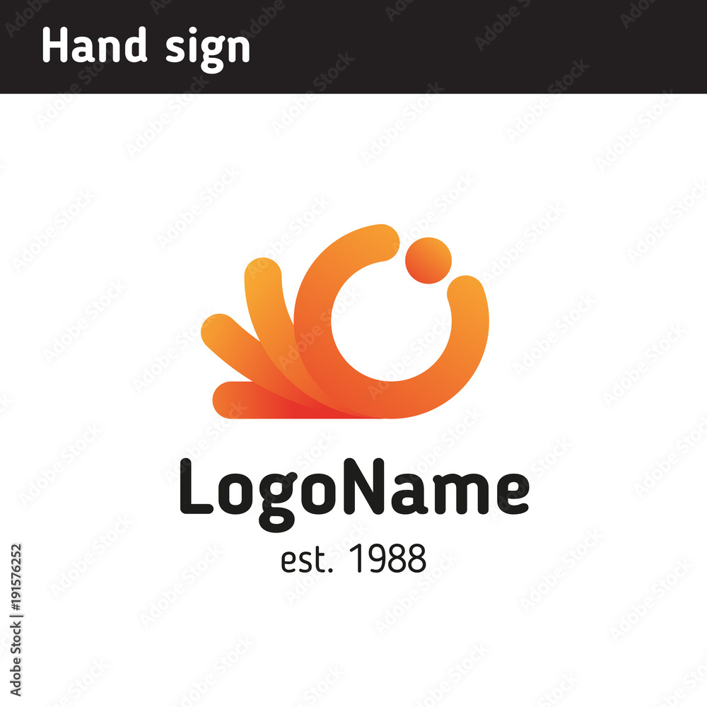modern logo in the form of a hand holding a ball