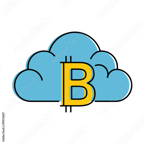 cloud computing with bitcoins vector illustration design