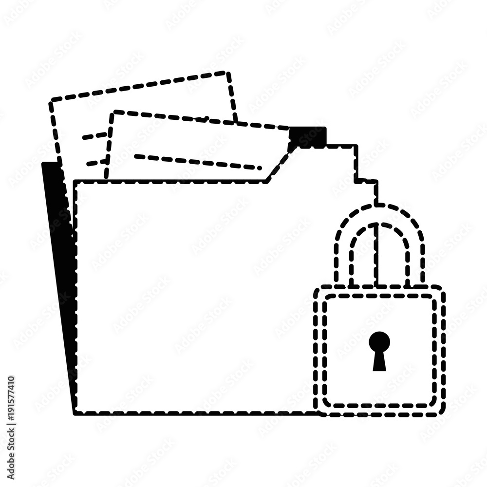 folder document with padlock vector illustration design