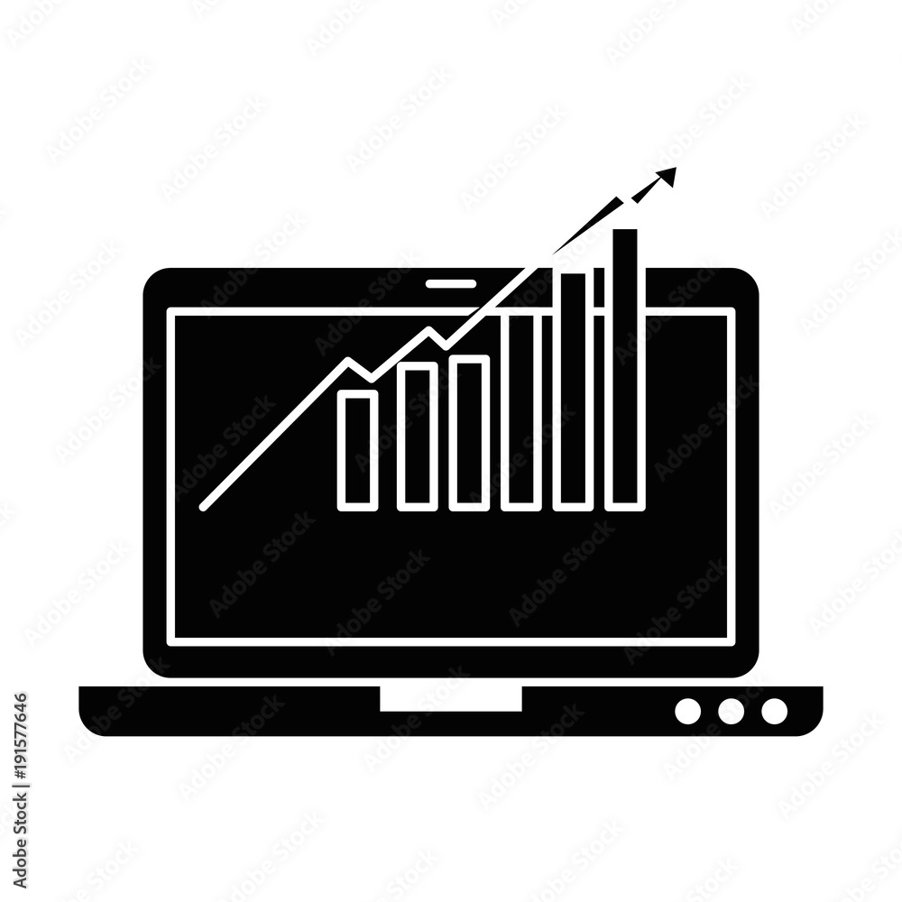 laptop computer with statistics bars vector illustration design laptop computer with statistics bars vector illustration design