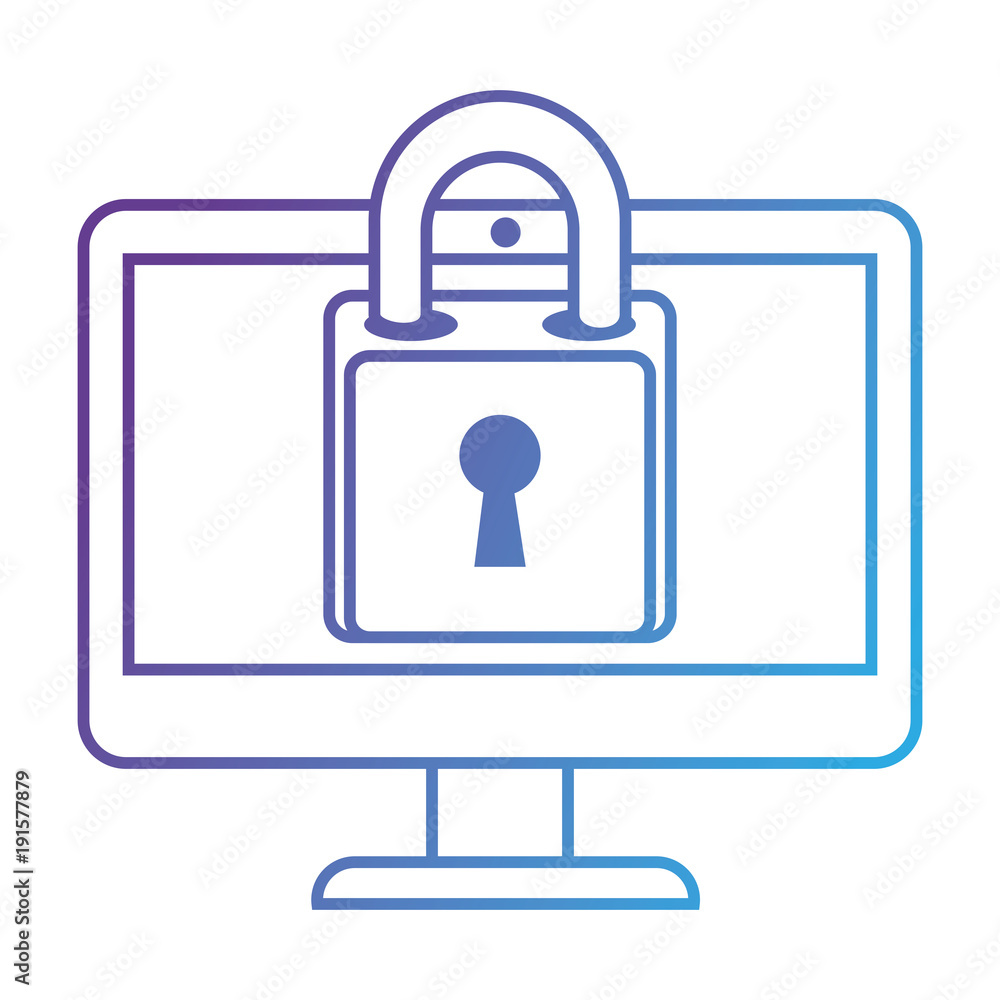 monitor computer with padlock vector illustration design monitor computer with padlock vector illustration design