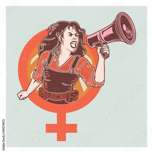 Retro Pop Propaganda Woman Voice Poster And Elements.