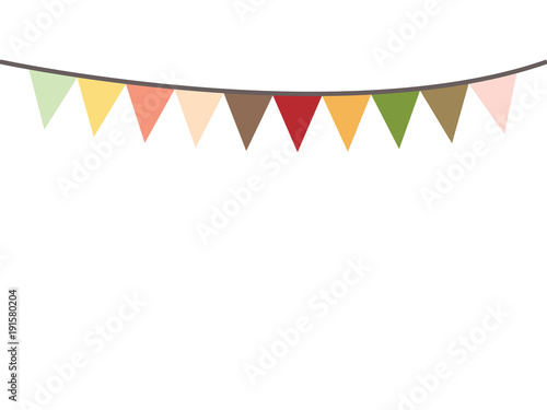colored bunting party decoration festive. flags illustration. colorful party flags decoration to celebration event. colorful party flags on white background.