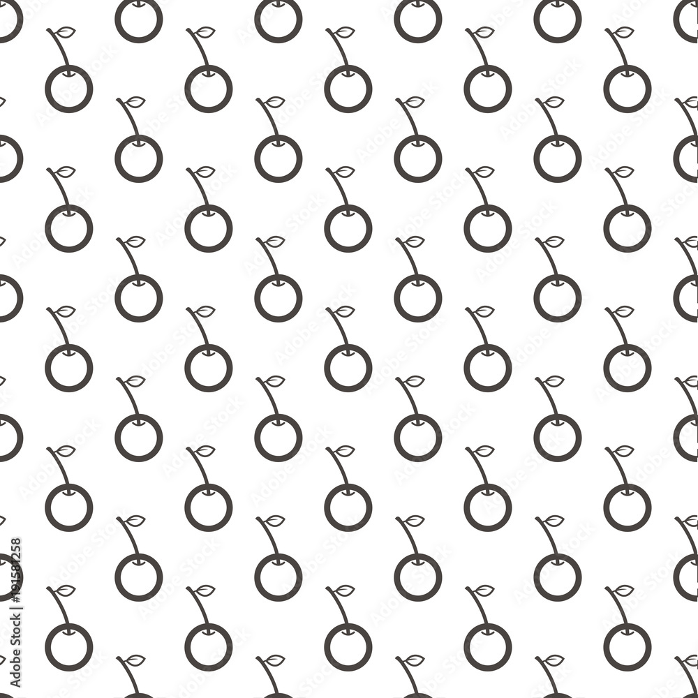 Pattern Cherry Cute Abstract Geometric Wallpaper Vector illustration. background. black. on white background