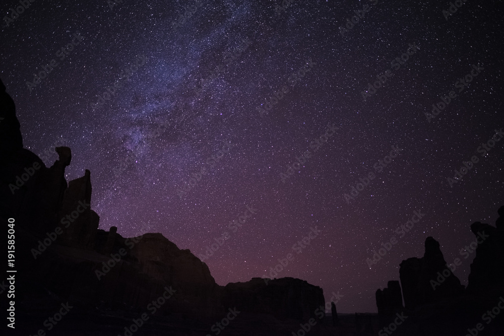 Starry sky over the Arches National Park, Utah Starry sky over the Arches National Park, Utah