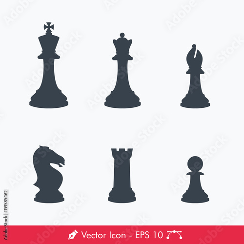 Chess Pieces (Chessman) Icons / Vectors Set