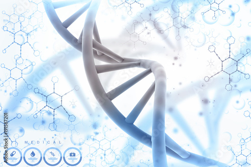 3d render of dna structure, abstract background