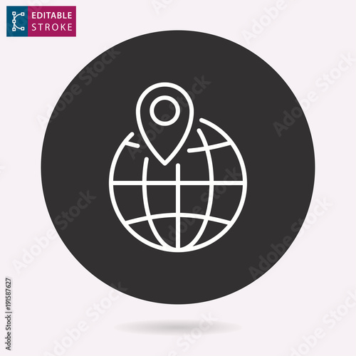 Globe line vector icon. Editable stroke.