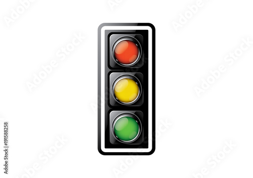 Realistic traffic lights isolated on white background