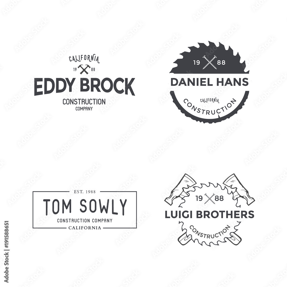Construction Company Logo or Label Template. Vector Construction Company Logo or Label Template. Vector