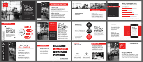 Red presentation templates for slide show background. Infographic elements for business annual report, flyer, corporate marketing, leaflet, brochure and banner.