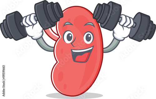 Fitness kidney character cartoon style