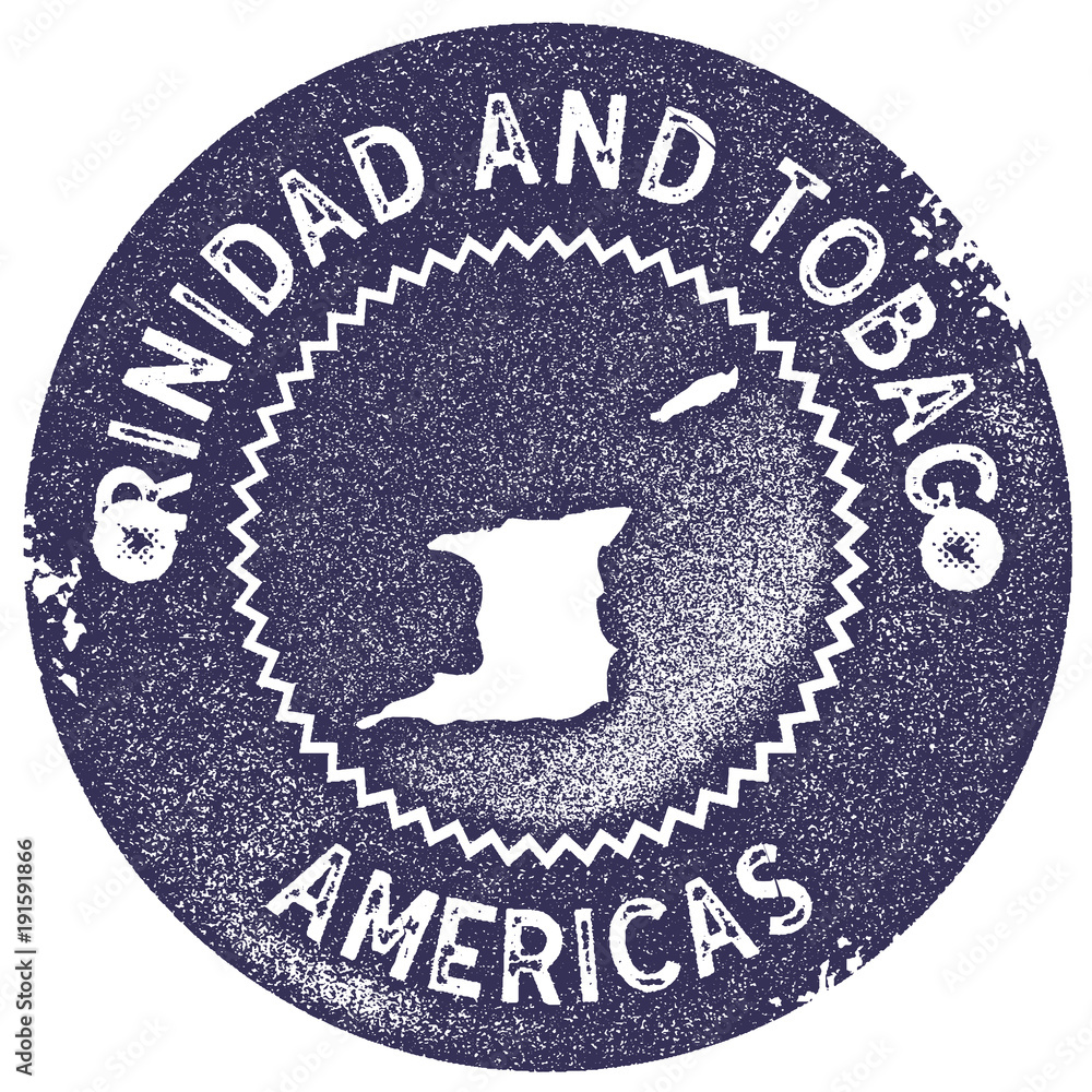 Trinidad and Tobago map vintage stamp. Retro style handmade label