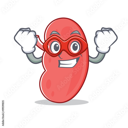 Super hero kidney character cartoon style