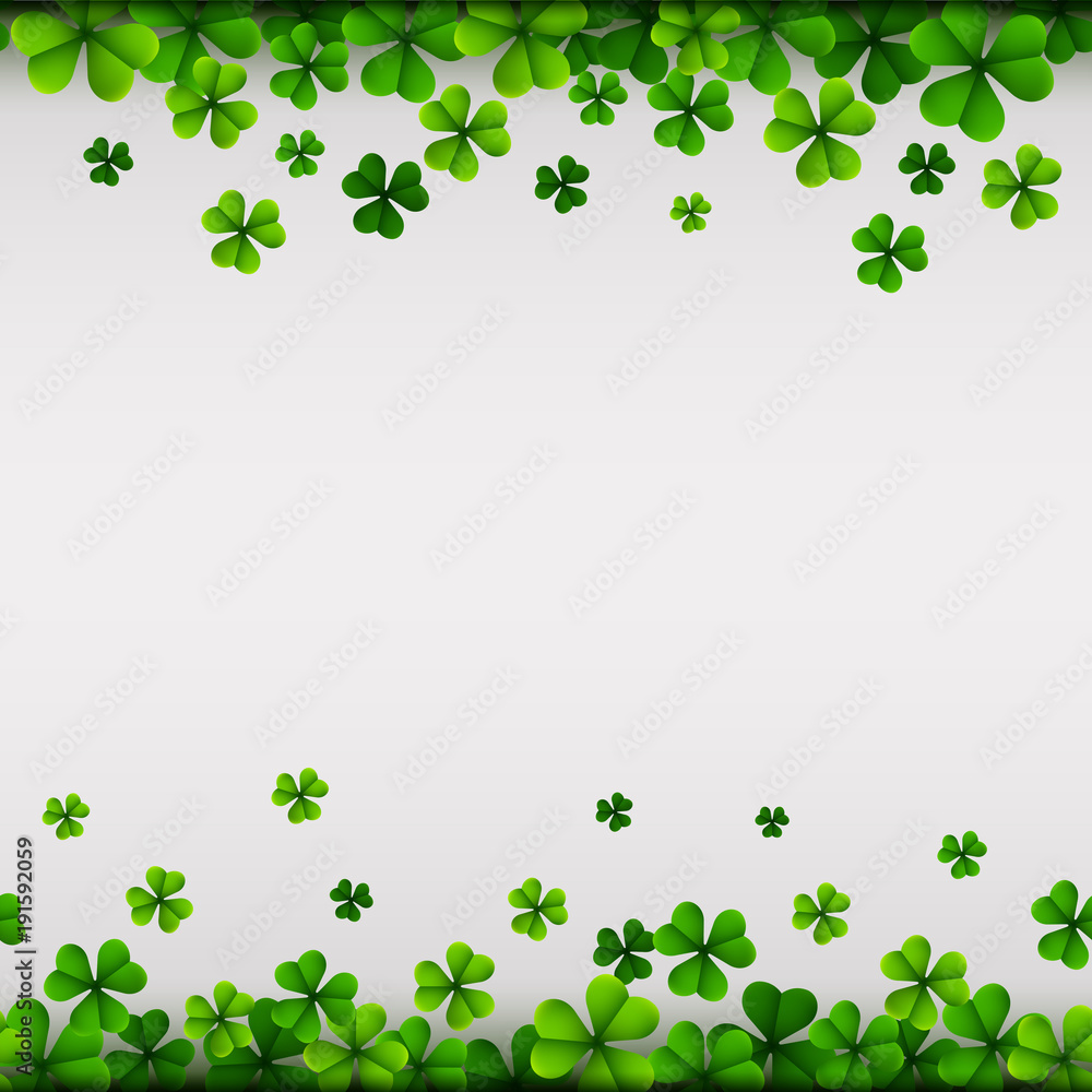 Happy Saint Patricks Day Background with clover leaves