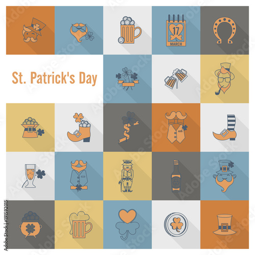 Fototapeta Naklejka Na Ścianę i Meble -  Saint Patricks Day Icon Set