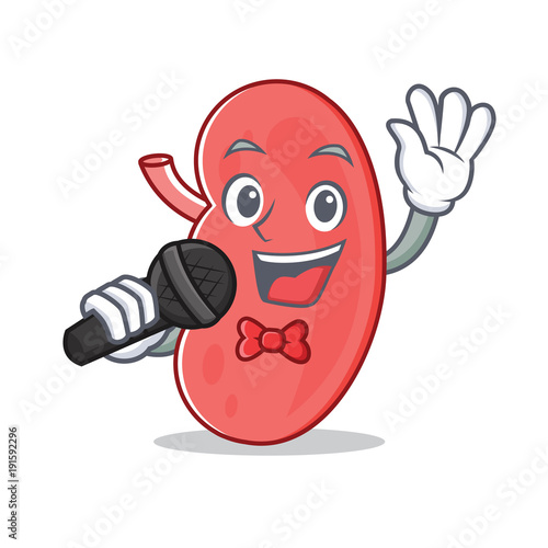 Singing kidney mascot cartoon style