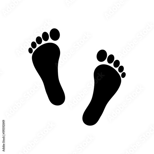 Human footprint icon. Vector footsteps. Flat style. Black silhouettes
