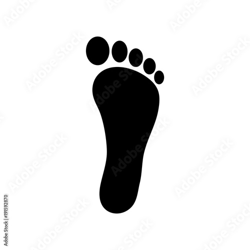 Human footstep icon. Vector footprint. Black silhouette. Flat style
