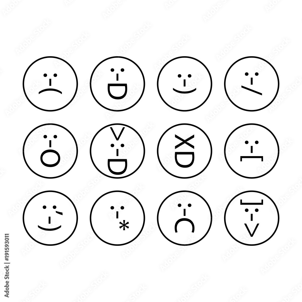 Set of emoticons, emoji of punctuation. Characters isolated. Vector Set of emoticons, emoji of punctuation. Characters isolated. Vector