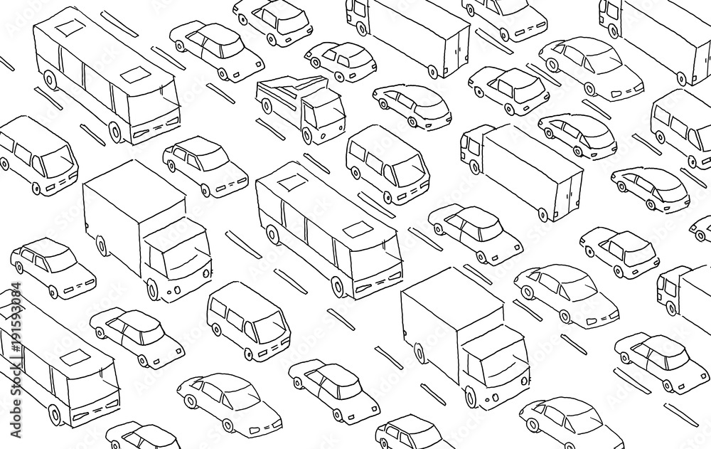 600+ Drawing Of A Traffic Jam Stock Photos, Pictures & Royalty-Free Images  - iStock