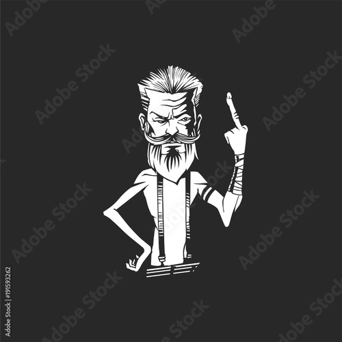 Elderly man showing middle finger vector illustration