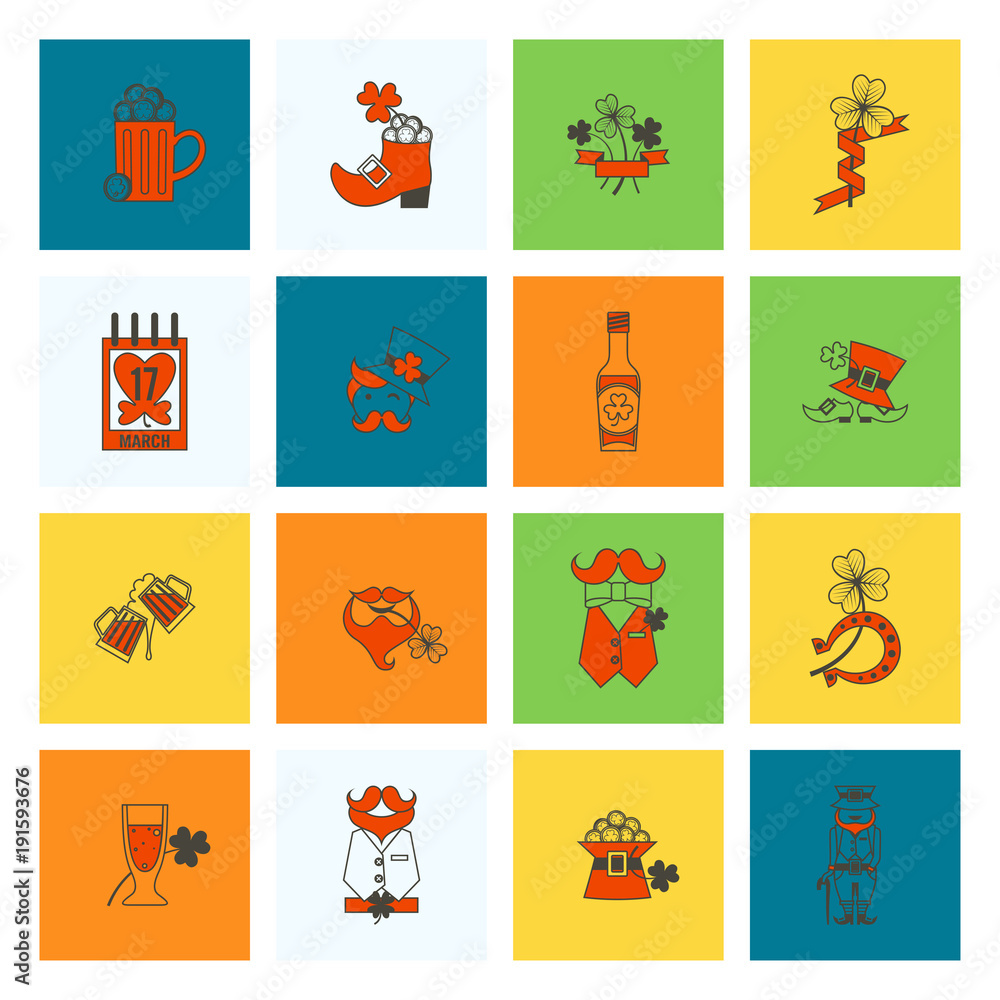 Fototapeta premium Saint Patricks Day Icon Set
