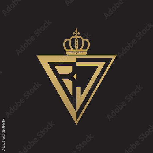 initial two letter half logo triangle gold