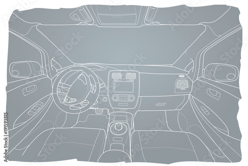 Interior of electromobile with automatic gearbox